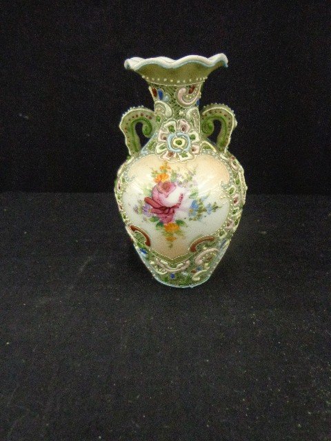 Nippon Moriage Vase—4” tall: Nippon Moriage Vase—4” tall