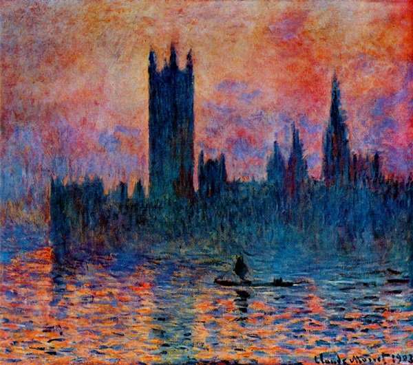 Houses Parliament - Monet - Signed Limited Edition: Lithograph by artist Claude Monet, titled, , "Houses Parliment" on high quality heavy woven arches paper.Signature in the plate in a limited edition numbered impressions. Unframed - dimensions are app