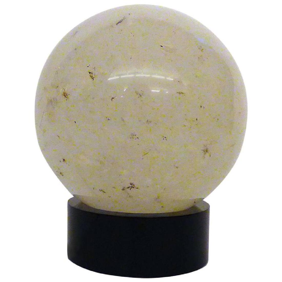 'Moon' Lamp, by Studio Superego: A large beautiful lamp composed by a quartz sphere and a base in black plexiglass designed and produced by Studio Superego. The quarts sphere weighs 45 Kg. Unique piece. DIMENSIONS 16.93 in.H 43 cmH D