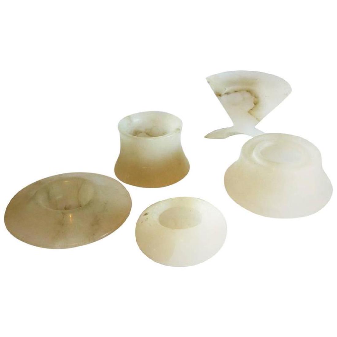 A. Mangiarotti, Alabaster Containers, SocietÃ : Small containers carved by a solid piece of alabaster designed by Angelo Mangiarotti in 1981,as part of a collection of items for the SocietÃ Cooperativa Artieri Alabastro in Volterra. Published in