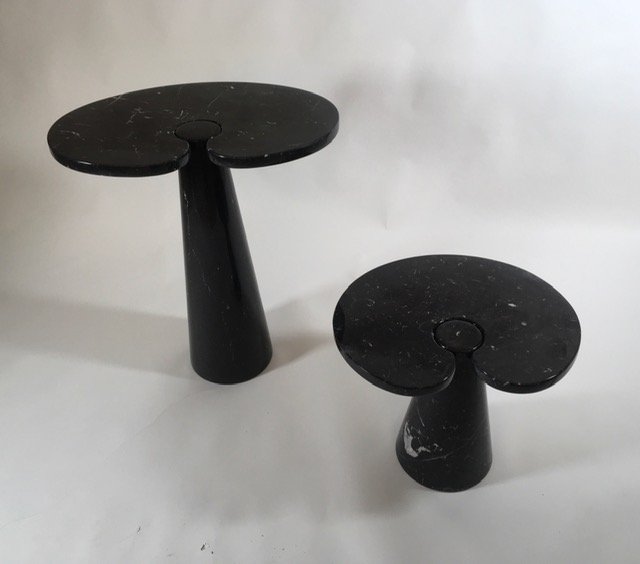 Two A. Mangiarotti Side Table for Skipper Eros Series: Two Angelo Mangiarotti for Skipper side tables Eros seriesEros series, couple of side tables designed by Angelo Mangiarotti for Skipper in 1961black Marquina marble.DIEMNSIONS:A) H 40 cm x W 54 cm x D