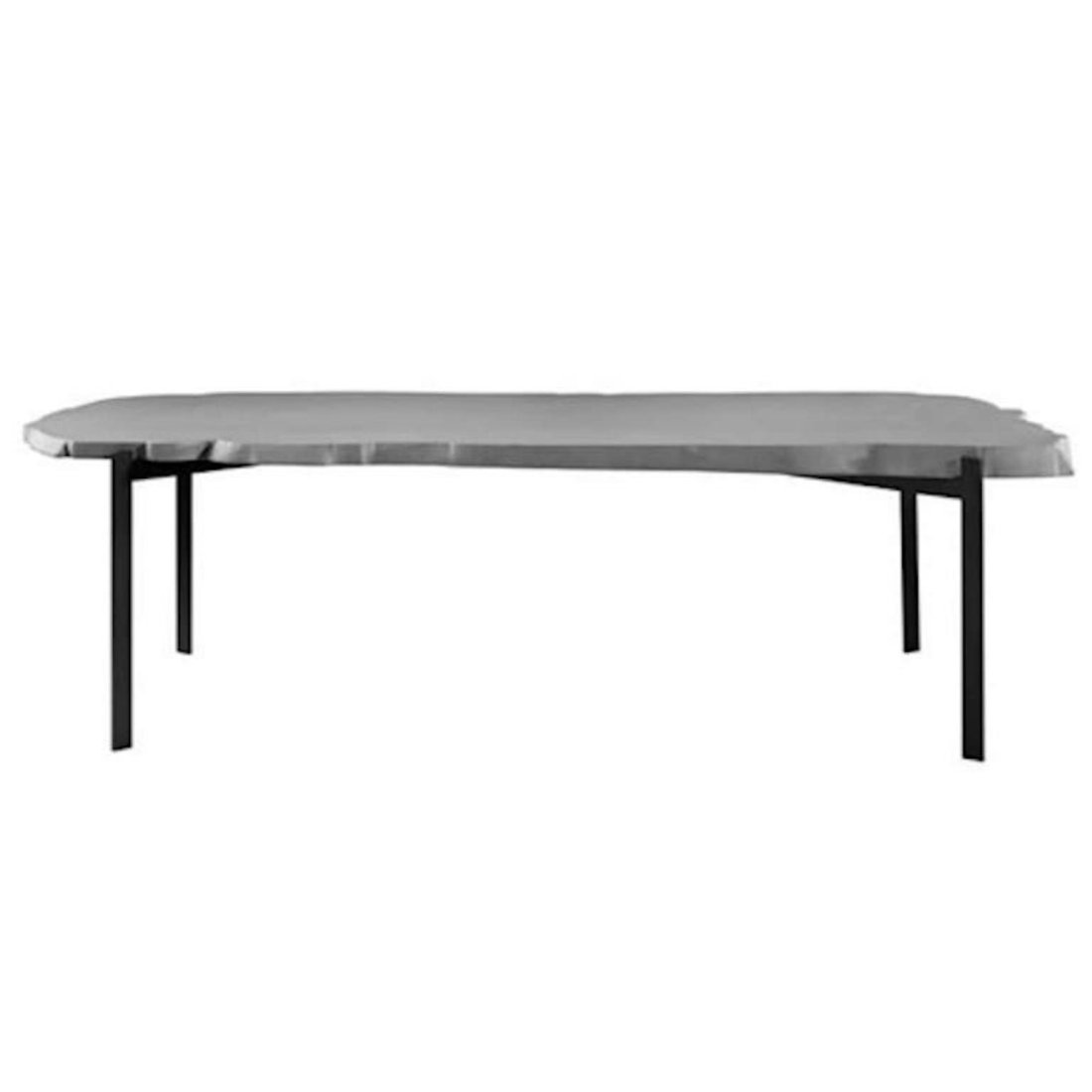 Fredrikson Stallard Table Model Basalt by Driade: Basalt is the table designed by Fredrikson Stallard in 2014. The structure is in black painted steel, while the top is in lightened concrete. The designer places fragmentation at the base of his work