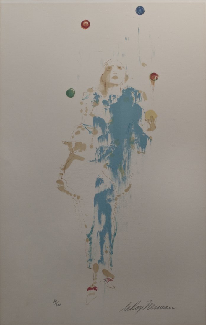 LeRoy Neiman, Pencil Signed and Numbered Print "Clown".: LeRoy Neiman "Clown". Signed - Lower right. Limited Edition print - 84/200. Size: art - 27" x 17", frame - 37" x 27". Excellent condition print in very good frame.