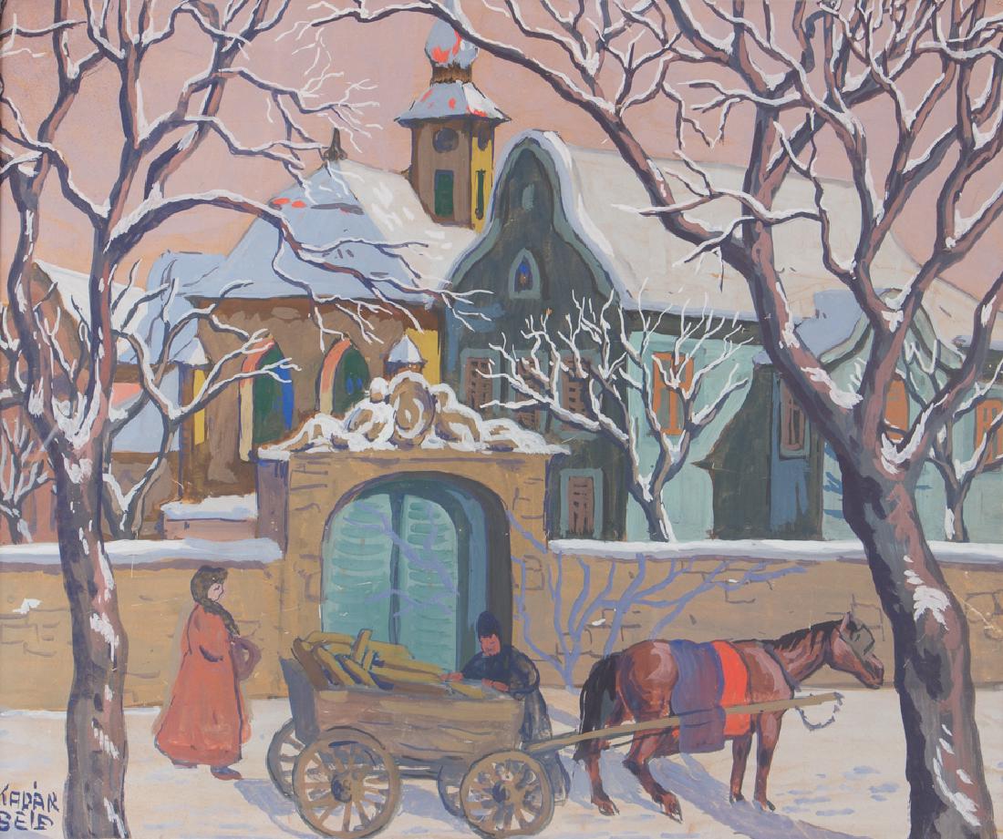 Bela Kadar gouache Eastern European Street in Winter (1 of 9)