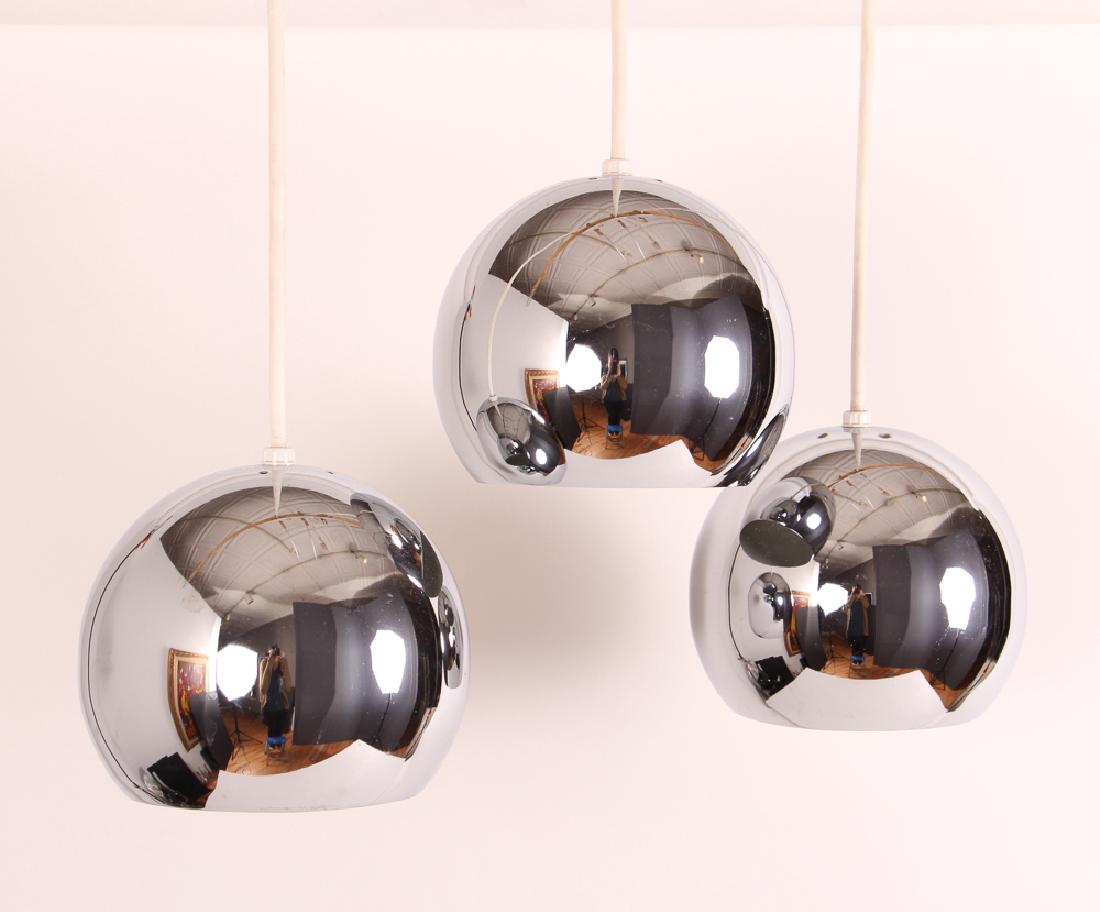 Three Hanging Chrome Globe Pendant Lights (1 of 5)