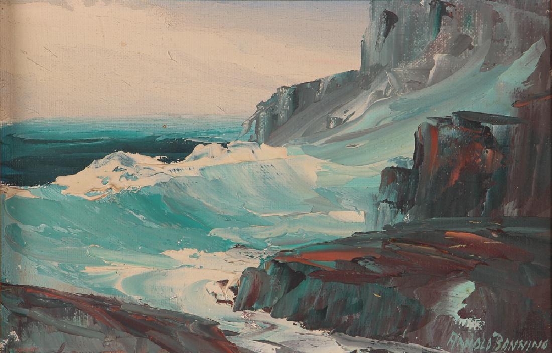 Arnold Banning rocky seascape oil on canvas board (1 of 7)