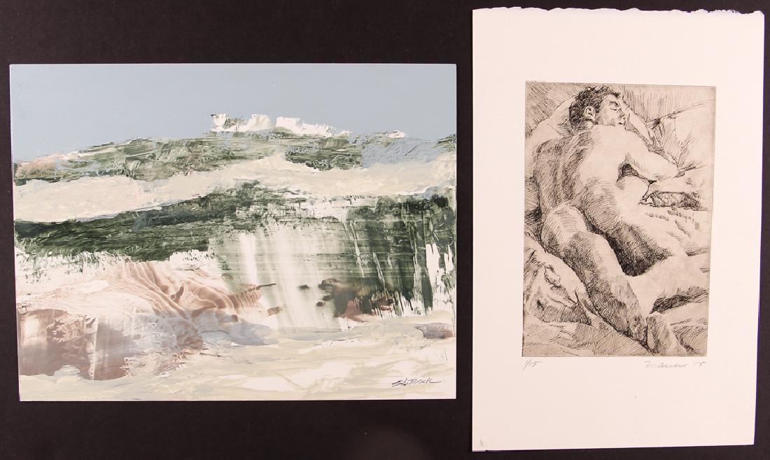 Onelio Marrero Male Nude with Morris Slotnick, New: Marrero, Onelio (Contemporary) Nude Man in Bed, Etching, 2013. Ed: 15. Signed with pencil, l.r. Inscribed with pencil, sheet: 11.25 x 7.5 inches, image: 6 7/8 x 4 7/8 inches, l.l. Printed by the artis