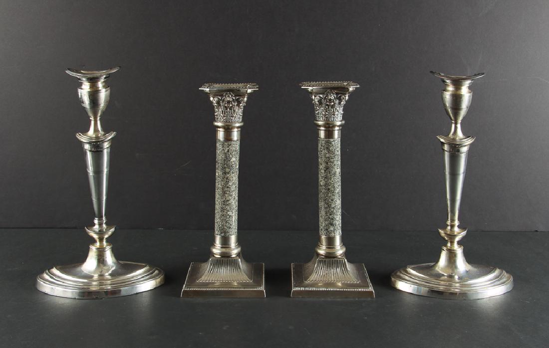 4 Old Sheffield English Weighted Candlesticks (1 of 5)