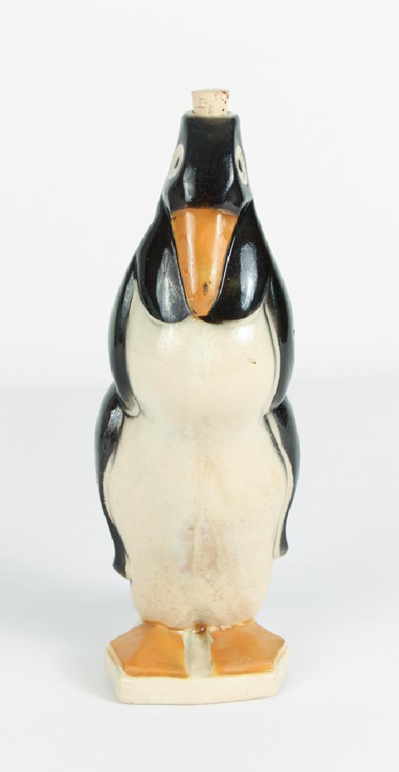 St. Clement Majolica Penguin Flask: St. Clement majolica penguin form flask, circa 1880, 11 inches. Provenance Richard Mellon Scaife by gift to current owner.