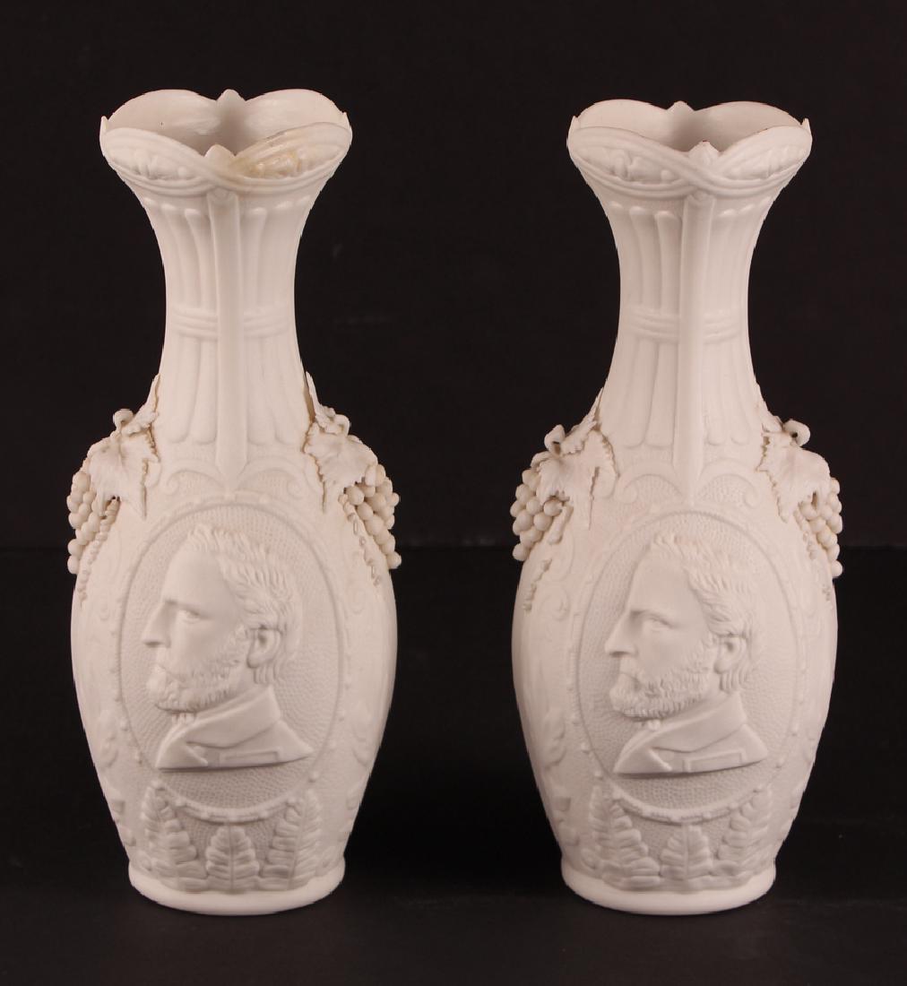 Pair Ulysses Grant Parian Bust Vases (1 of 9)