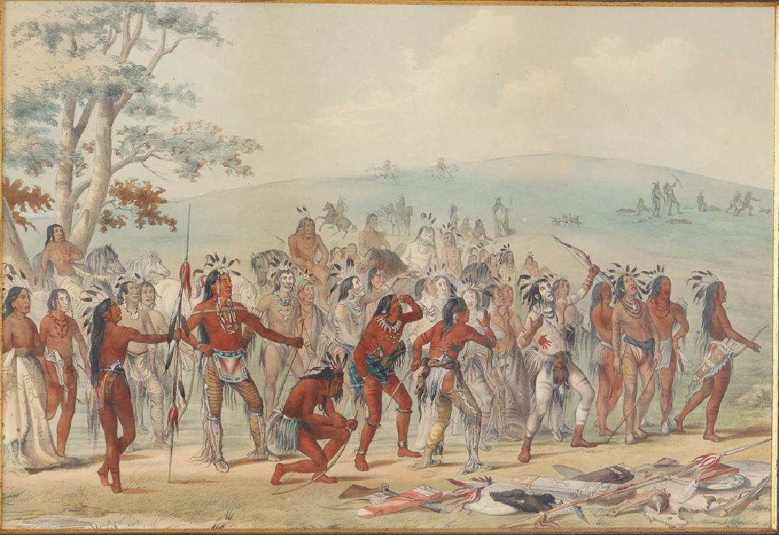 George Catlin, Archery of the Mandans hand colored (1 of 6)