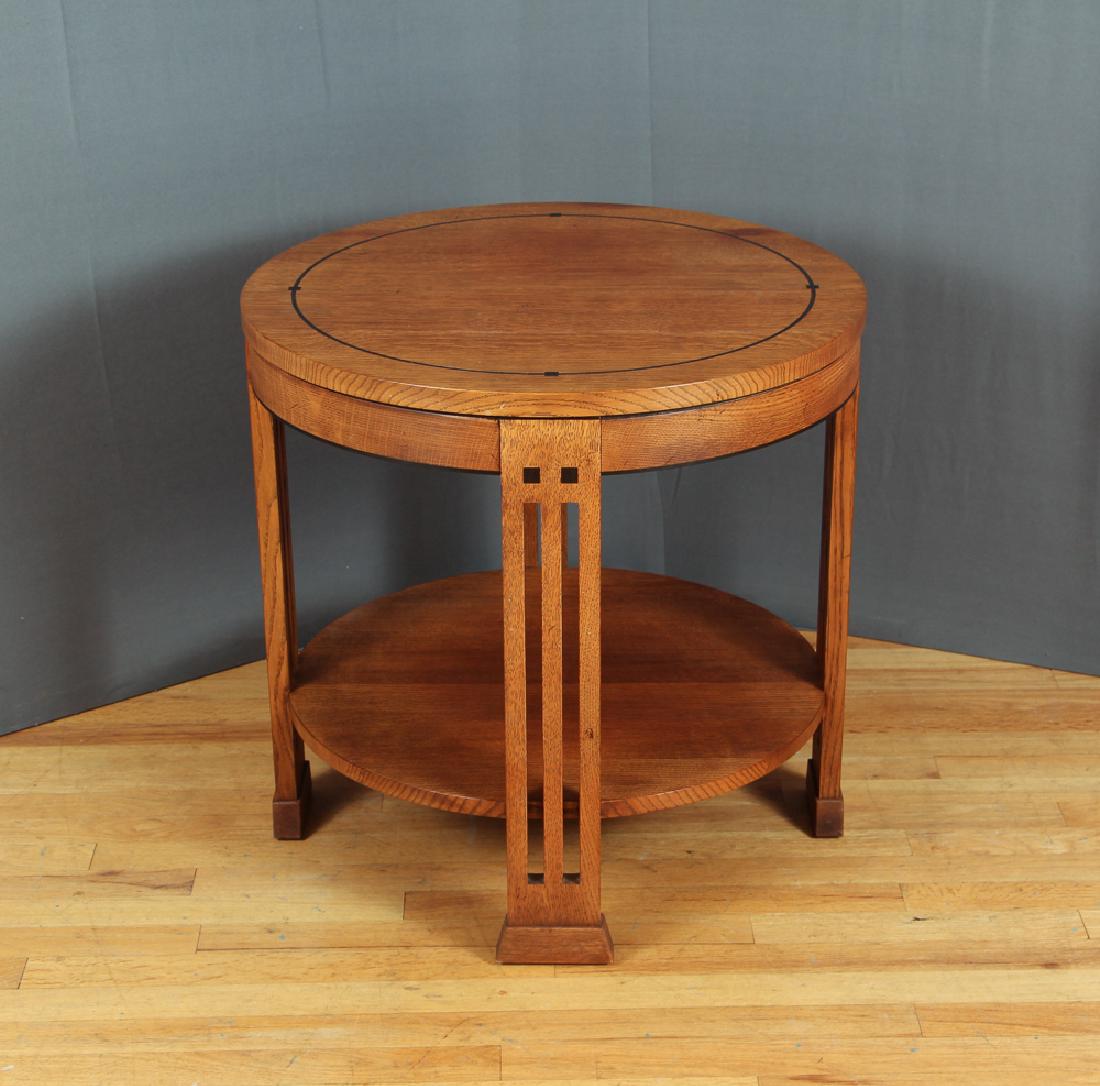 Stickley Ebony Inlaid Round End Table