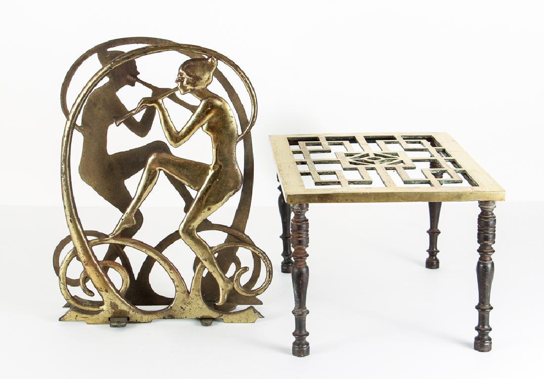 Art Deco Magazine Rack and Brass Fireplace Trivet (1 of 7)