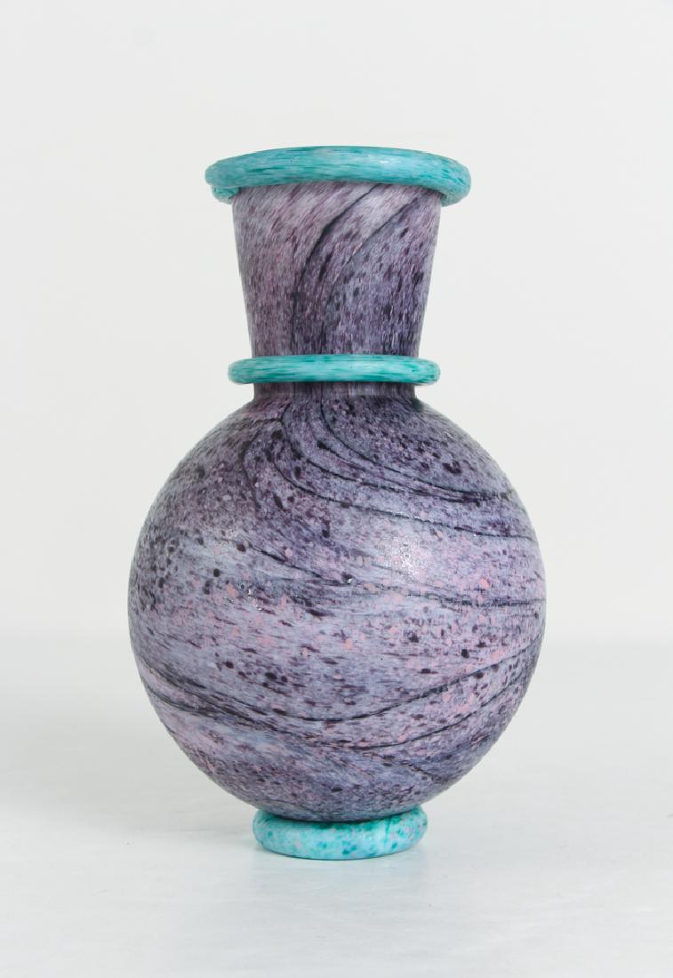 Andrew Kuntz Round Marbled Glass Amphora: Kuntz, Andrew (Contemporary Canadian), Round Marbled Amphora, Polished blown glass, 9 inches tall, Apparently unsigned