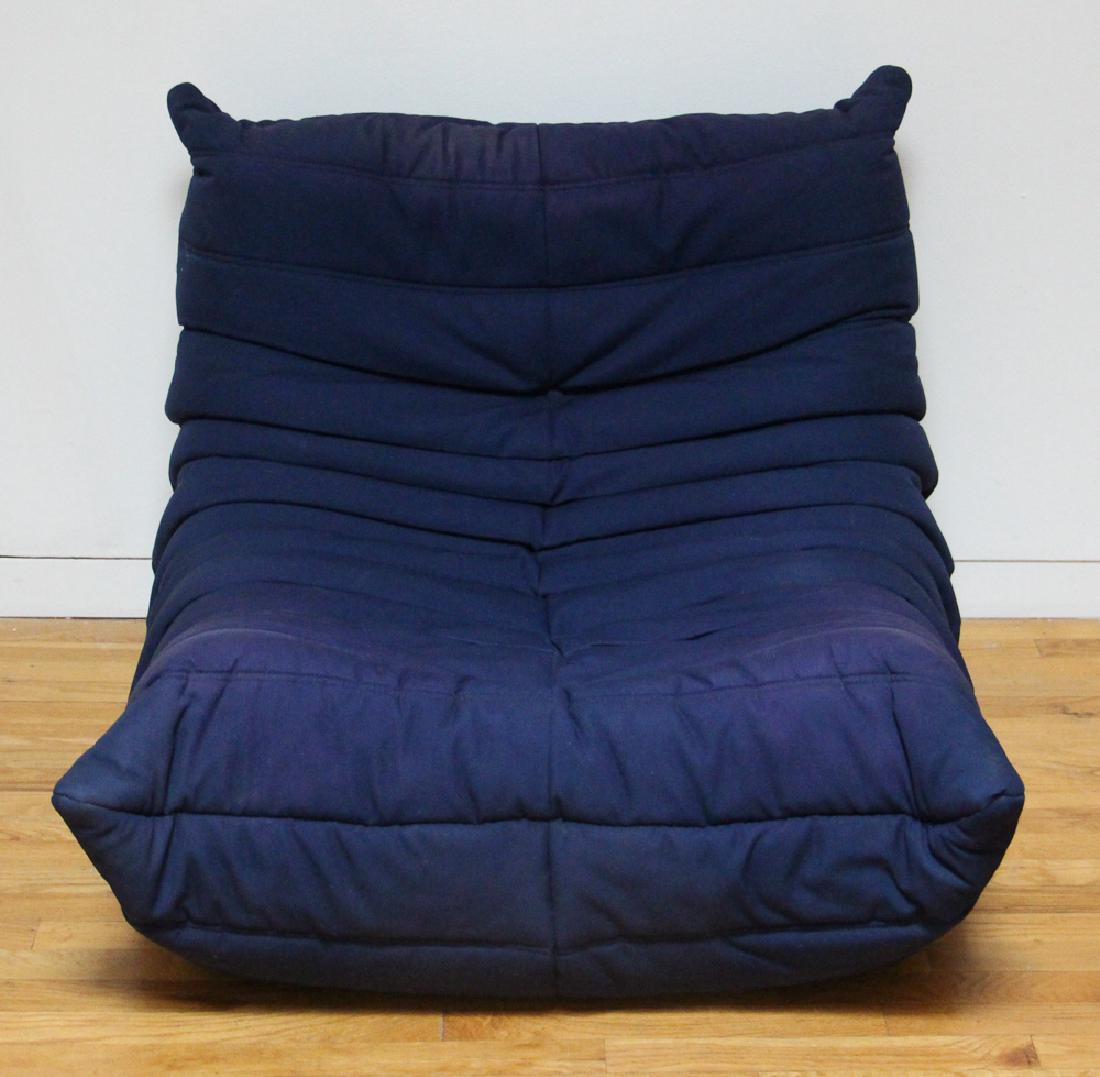Ducaroy for Ligne Roset TOGO Fireside Chair: Michel Ducaroy for Ligne Roset, circa 2007, TOGO Fireside Chair, blue tufted fabric lounge chair, polyester with foam fill, 29.5 x 34 x 39 inches, Ligne Roset furniture label