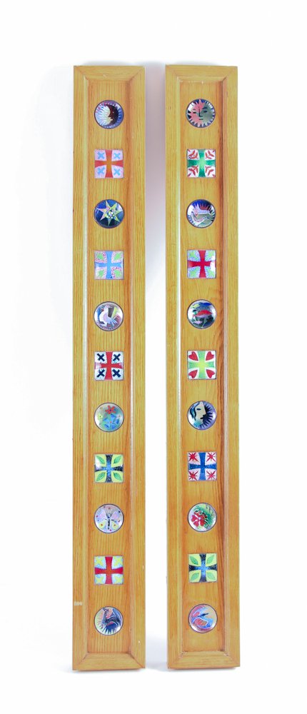 22  Virgil Cantini enamel of metal medallions  mounted (1 of 7)