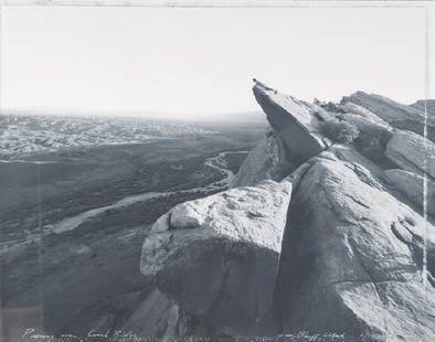 Mark Klett Peering Over Comb Ridge Near Bluff, Utah,: Klett, Mark (American, born 1952); Peering Over Comb Ridge Near Bluff, Utah, 1989 , black and white photograph, 15.5 x 19.5 inches Provenance: Silver eye Center for Photography Auction; A Pittsburgh C