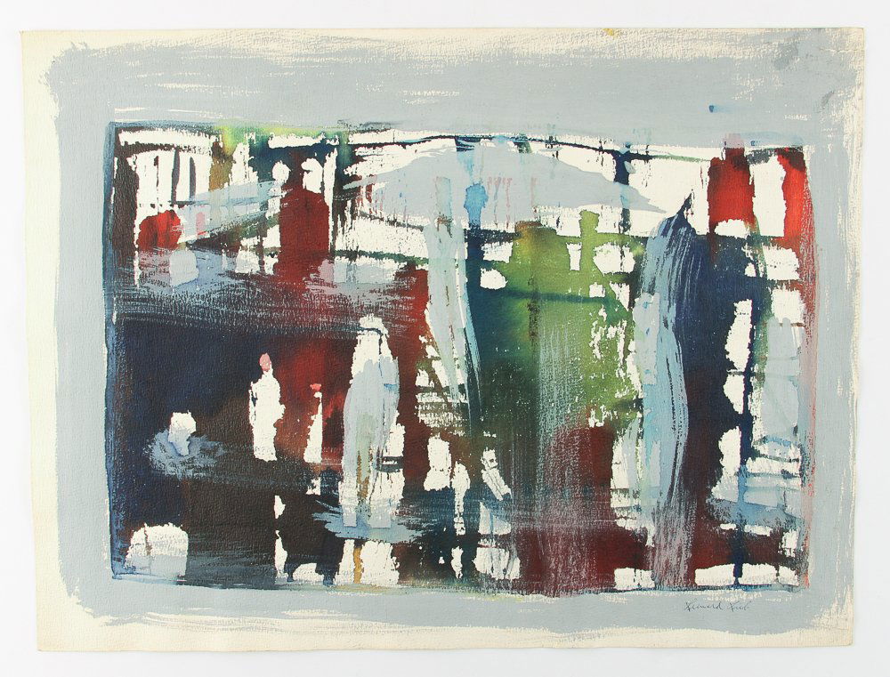 Leonard Lieb 1950's gouache "Untitled Abstract" (1 of 5)