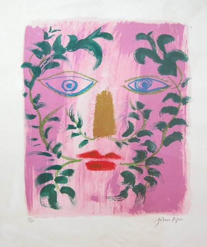 John Piper orig litho Foliate Head: A flora Head Artist: Piper, John (British 1903-1992) Title: Foliate Head Date: 1976 Medium: lithograph printed in colors Dimensions: 15 x 10 inches Edition Number: 65/90 Signature: Signed lower right