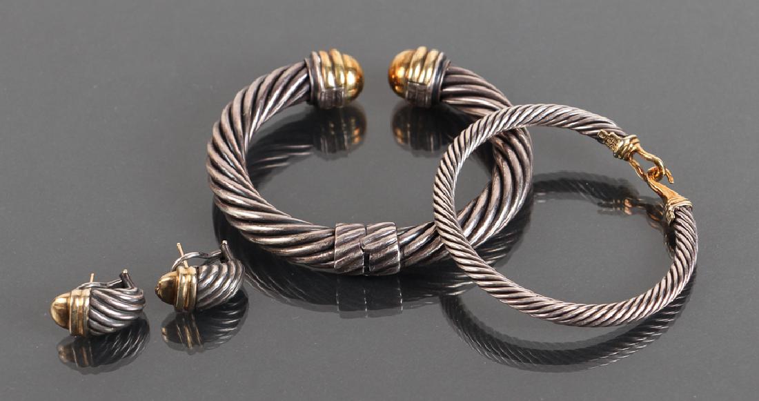 Two David Yurman Sterling and 14K Gold Bracelets and (1 of 5)