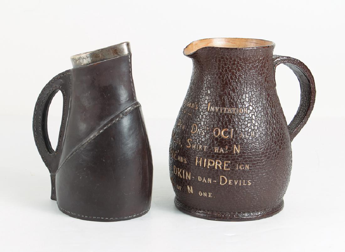 2 Doulton Lambeth Pitchers simulated leather (1 of 9)
