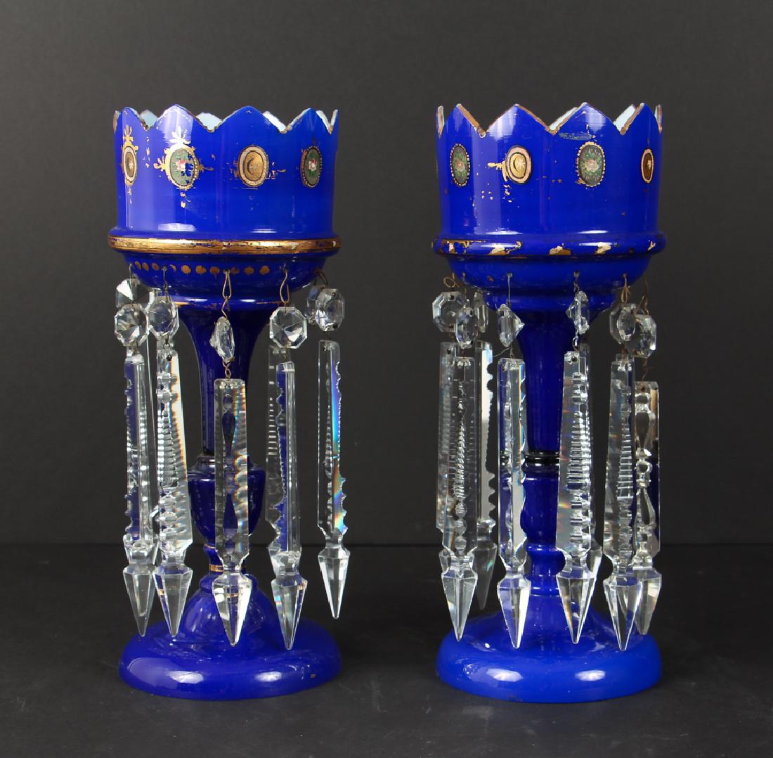 Pair Cobalt Bohemian Garniture Lusters (1 of 10)