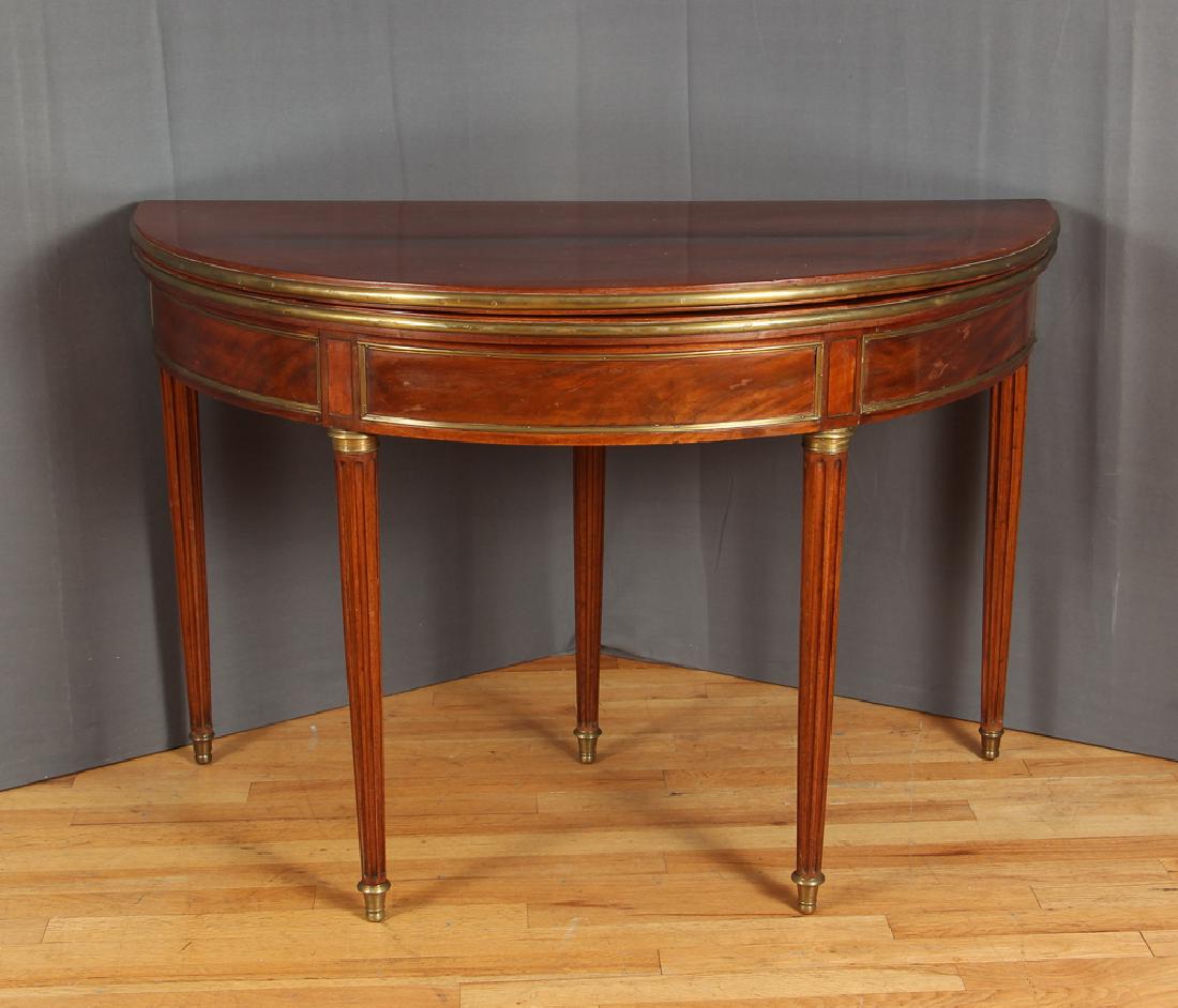 Antique English Mahogany Demilune Card Table (1 of 10)