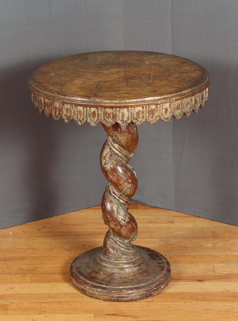 Italian Gilt and Polychrome Rococo Style Stand: Italian gilt and polychrome Rococo style stand, measuring 25 by 19 inches. Provenance: Steinbrenner collection, Pittsburgh, PA.