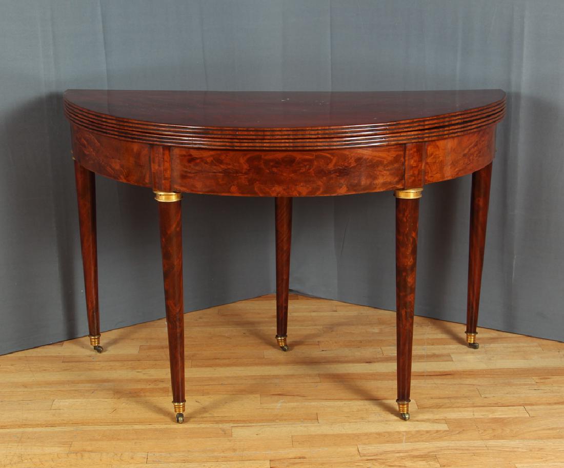 Antique Figured Mahogany Demilune Card Table (1 of 10)