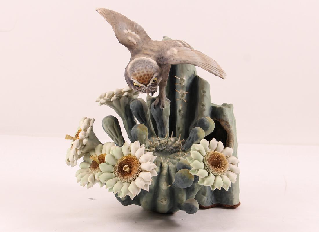 Dorothy Doughty Elf Owl and Saguaro by Royal Worcester: Doughty, Dorothy (1892-1962). A porcelain Elf Owl and Saguaro. Modeled by Dorothy Doughty for her American Birds series, and produced by Royal Worcester, with species, artist signature, and factory ma