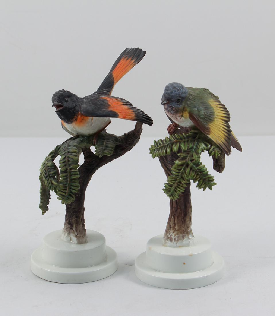 Dorothy Doughty American Redstarts and Hemlock: Doughty, Dorothy (1892-1962). A pair of porcelain American Redstarts and Hemlock. Modeled by Dorothy Doughty for her American Birds series, and produced by Royal Worcester, with species, artist signat
