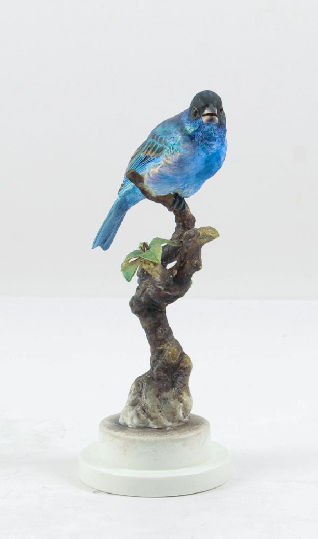 Dorothy Doughty Indigo Bunting on Plum Twig: Doughty, Dorothy (1892-1962). A single porcelain Indigo Bunting on a plum twig. Modeled by Dorothy Doughty for her American Birds series, and produced by Royal Worcester, with species, artist signatur