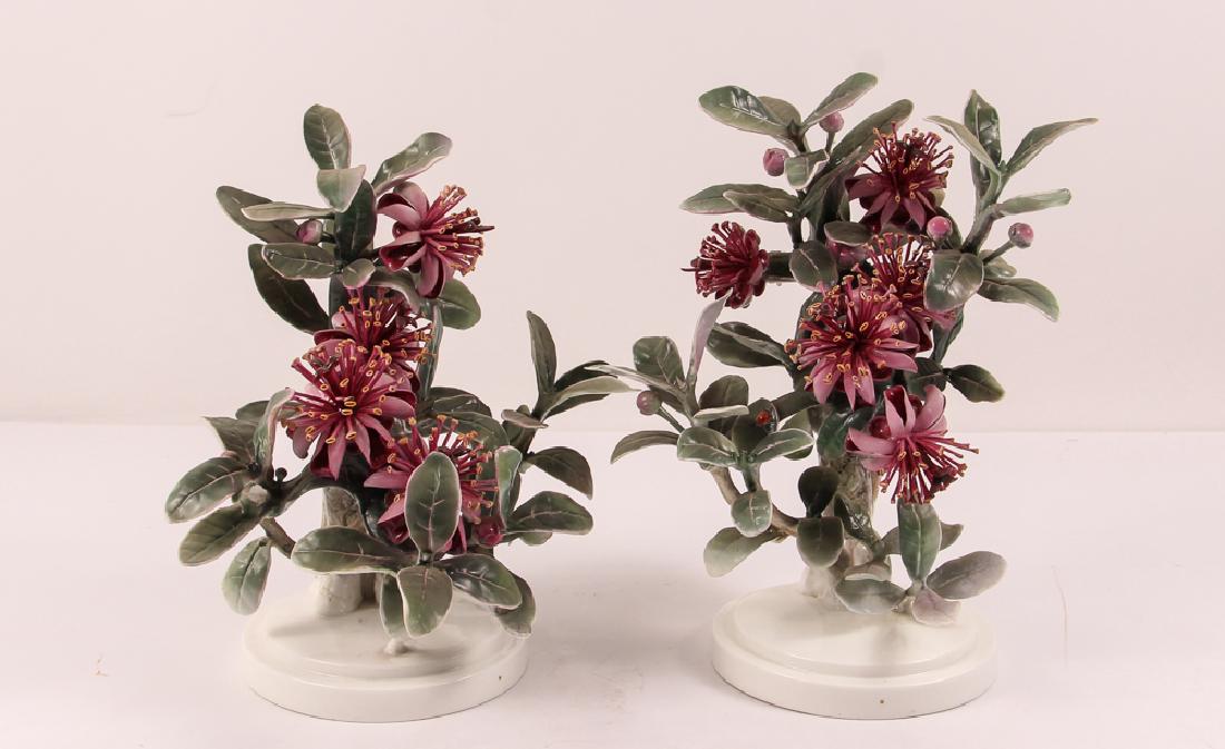 Dorothy Doughty Mexican Feijoa and Lady Birds: Doughty, Dorothy (1892-1962). A pair of porcelain Mexican Feijoa and Ladybirds. Modeled by Dorothy Doughty for her American Birds series, and produced by Royal Worcester, with species, artist signatur