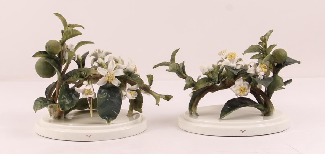 Dorothy Doughty Orange Blossom Sprays Royal Worcester: Doughty, Dorothy (1892-1962). A pair of porcelain Orange Blossom Sprays. One spray is decorated with an open butterfly, the other a closed butterfly. Modeled by Dorothy Doughty for her American Birds 