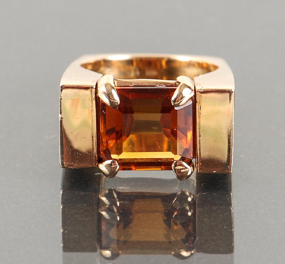 14K Gold and Citrine Modernist Ring (1 of 4)