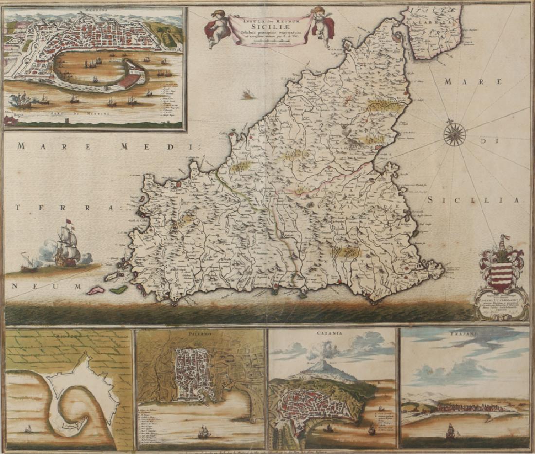 (MAP, SICILY) DE WIT, FREDERICK. Insula sive regnum (1 of 9)