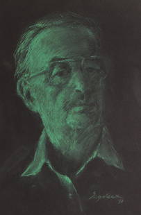 Michael Schreck self portrait with David Remfry lith: Schreck Michael (American, born in Austria, 1901-1999), Self Portrait, 1991, Conte crayon, Image: 18 1/2 in x 13 1/2 inches; Mat: 26 IN x 21 inches with Remfry David (British, born 1942), Dancers