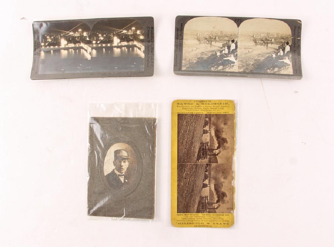 Group of Pittsburgh Related Photographs: Pittsburgh related photograph including a conductor of the Pittsburgh Railways Company, a stereoview of downtown from Mt. Washington, a view of the city the Edison Golden Jubilee, and a stereoview of 