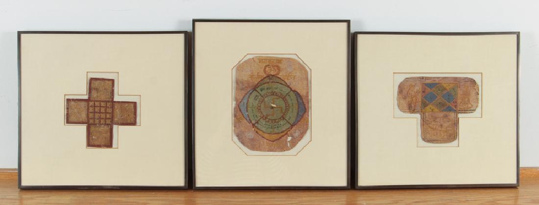 3 framed Antique Tibetan Tantric Fragments (1 of 6)