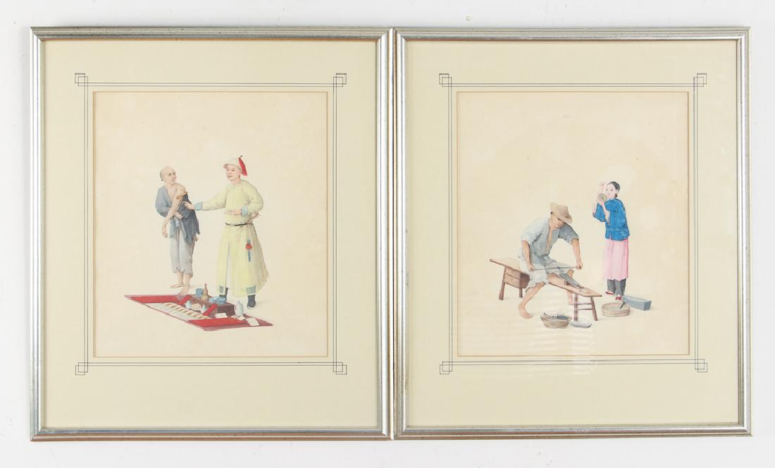 5 Antique Chinese watercolors Occupational Scenes (1 of 10)
