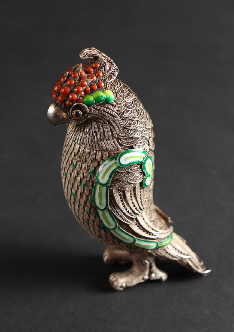 Chinese Silver and Enamel Parrot (1 of 8)