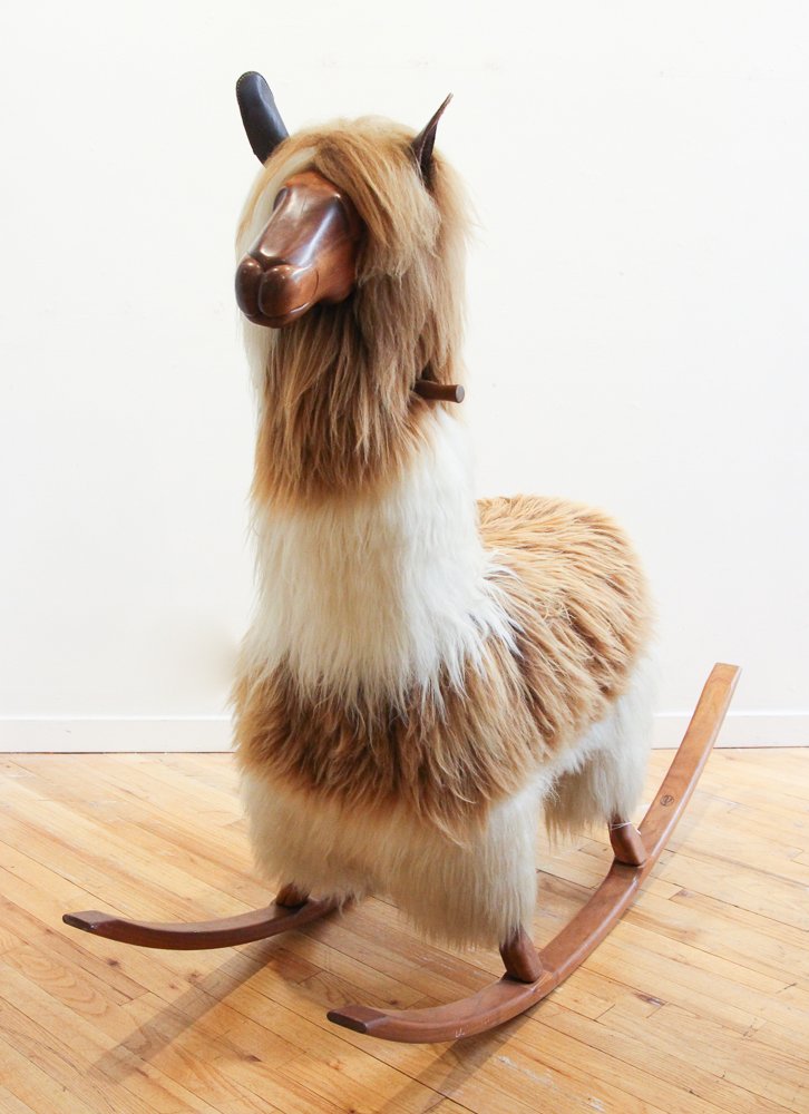 Large Walnut Llama Fur Rocker