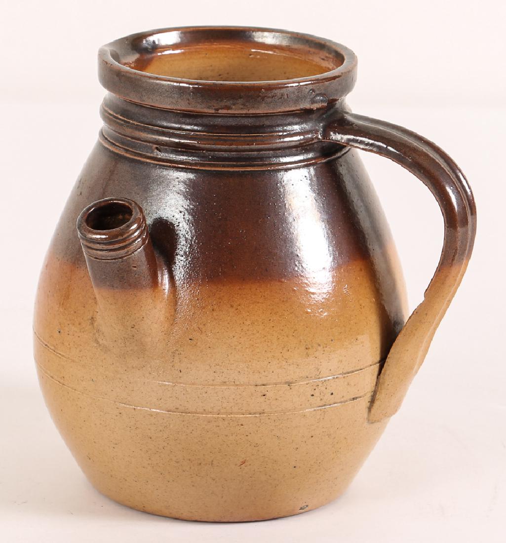 Doulton Lambeth stoneware inhaler: Salt-glazed stoneware inhaler with incised print reading, "BULLOCK & COMPY THE HOSPITAL INHALER 3, HANOVER STREET LONDON", measuring 6 1/2 x 6 x 6 inches, c. late 19th early 20th.