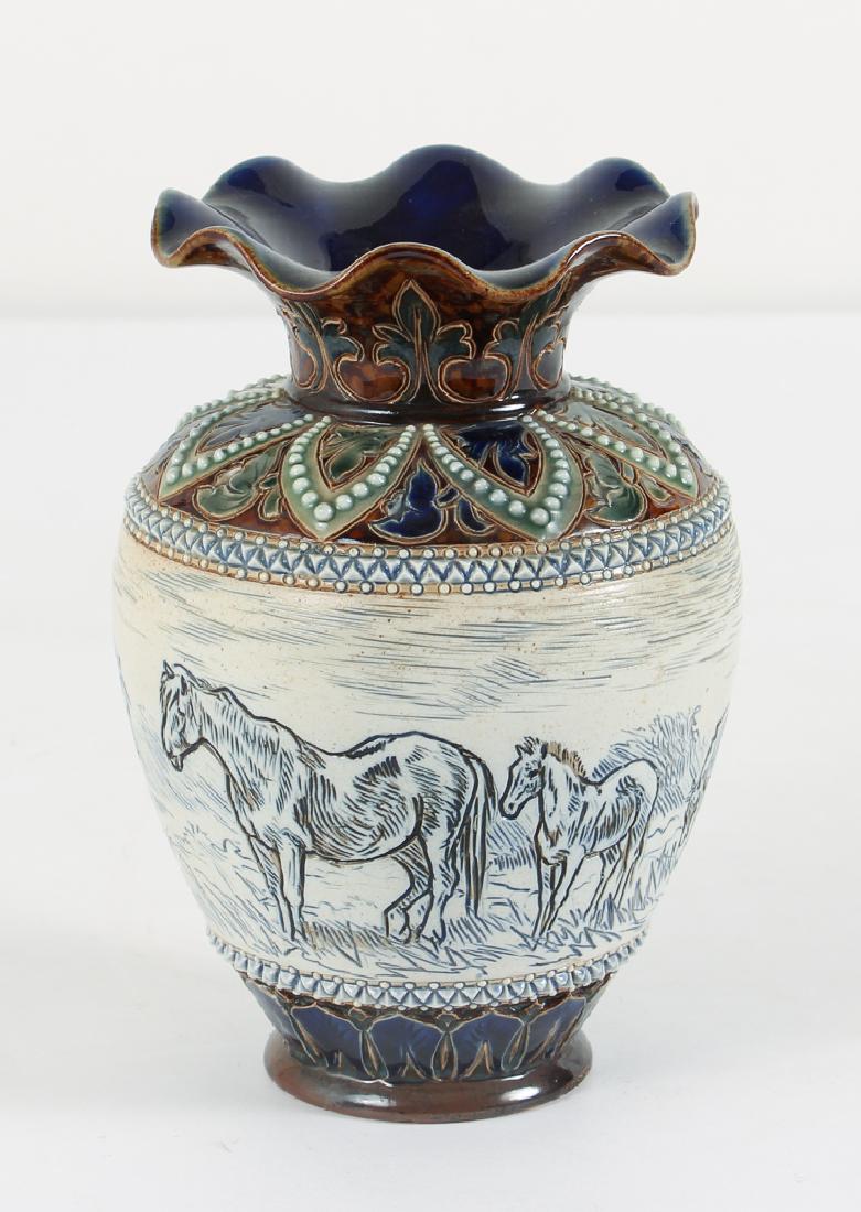 Doulton Lambeth Hannah Barlow Horse Vase with fluted (1 of 9)
