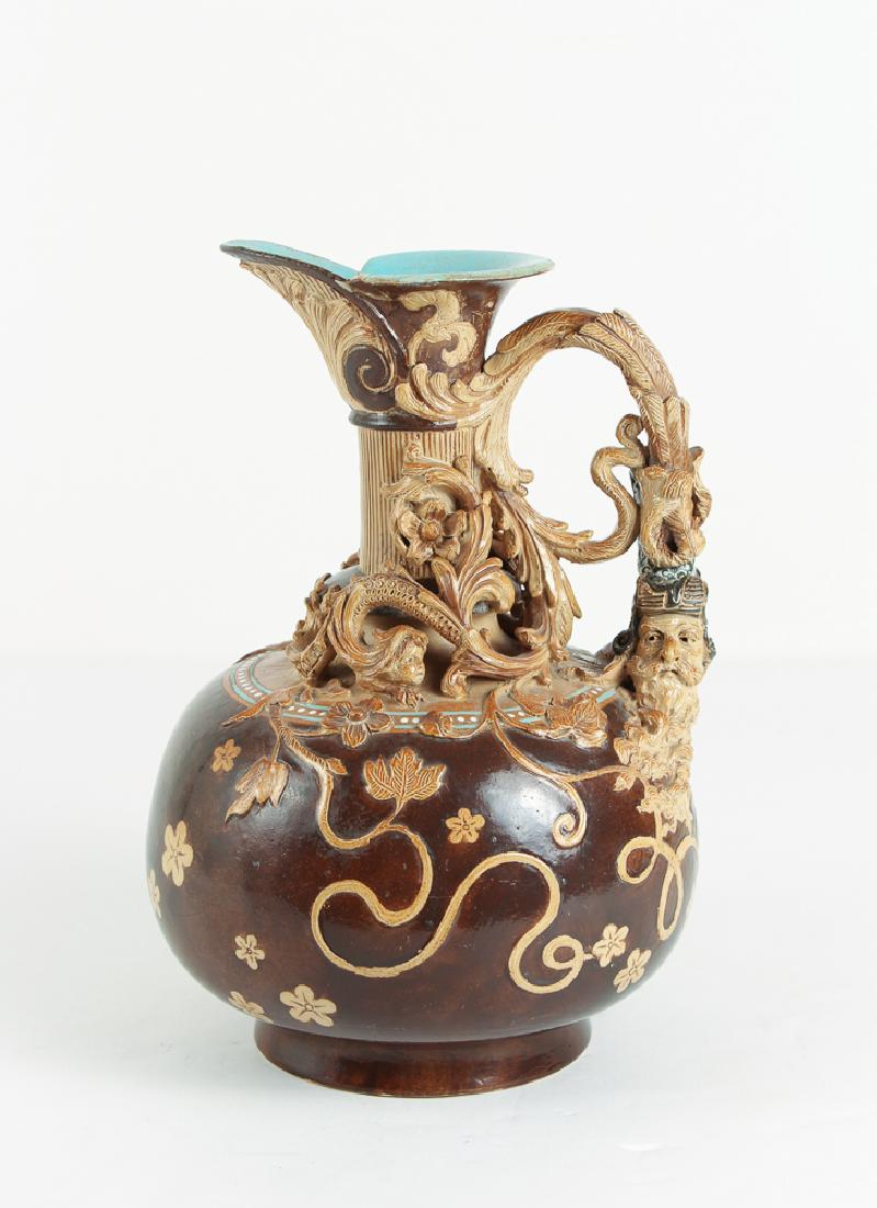 Doulton Lambeth Rococo Pitcher with elaborate Handle (1 of 10)