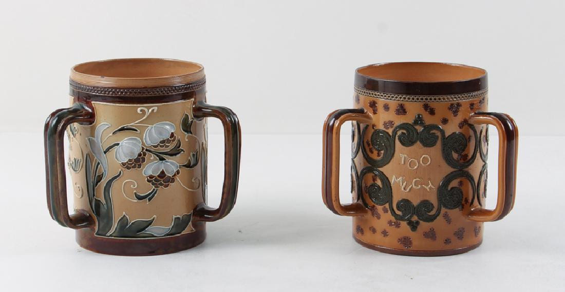 A pair of Doulton Lambeth stoneware tygs (1 of 7)