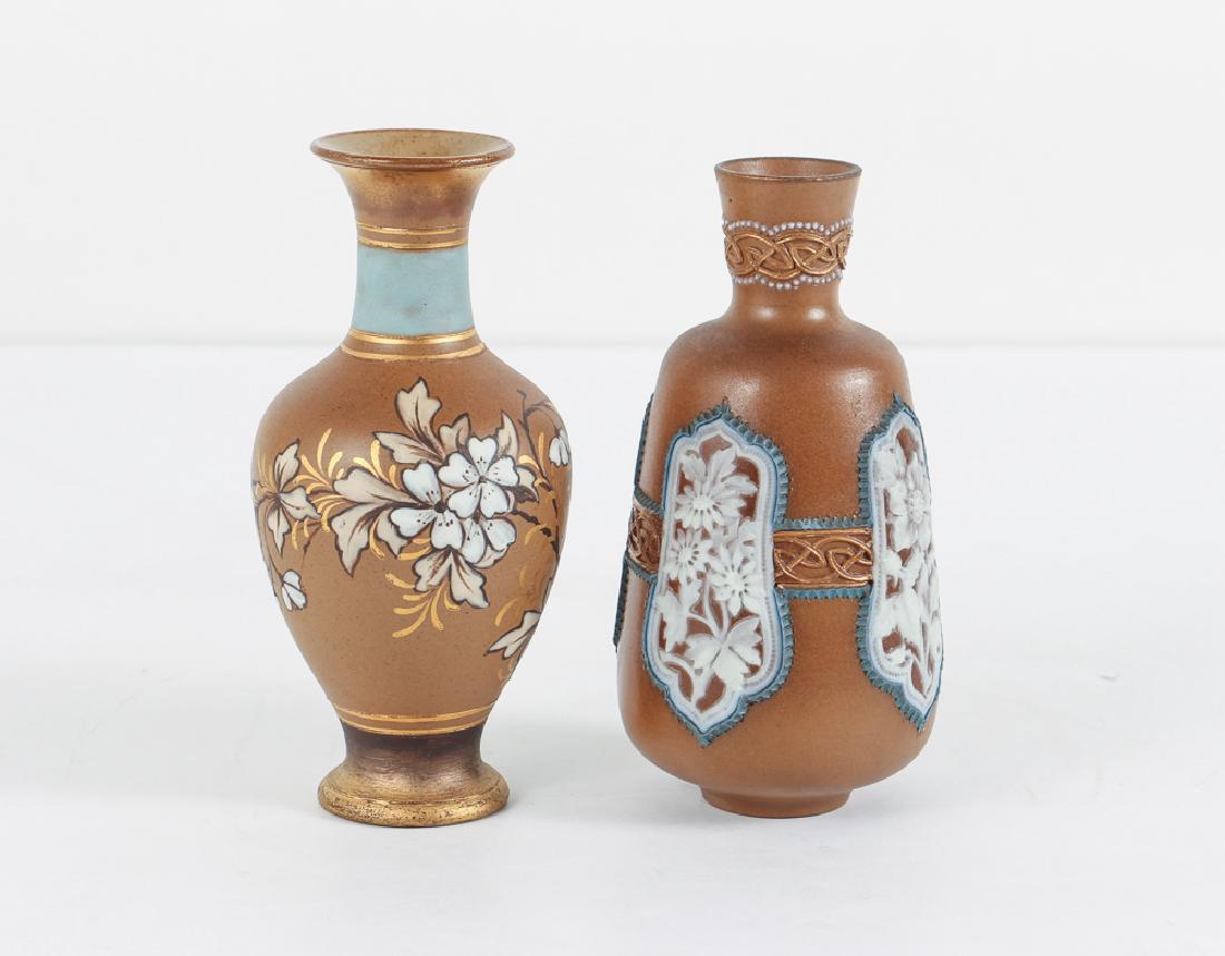 A pair of Doulton Lambeth Silicon Ware Candlesticks (1 of 9)