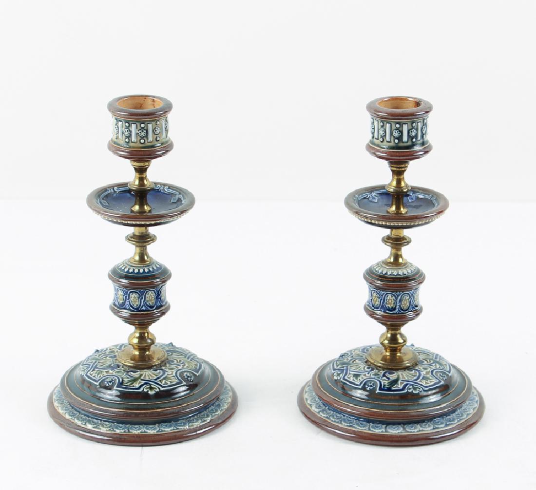 A pair of Doulton Lambeth stoneware vases (1 of 8)