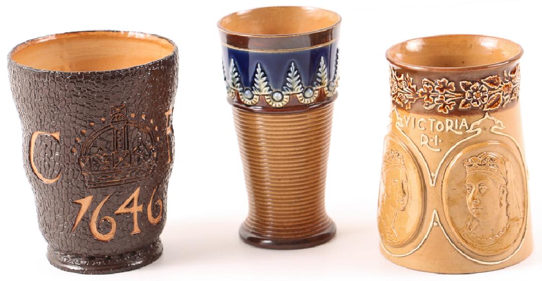 3 Doulton Lambeth, Small Mug, Leather ware Cup, Beaker (1 of 10)