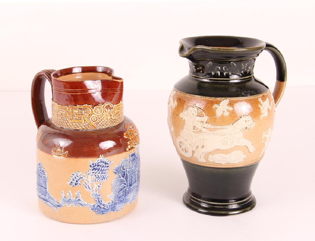 2 Doulton Lambeth Jugs, Asian and Assyrian decoration (1 of 9)